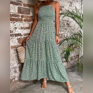 Dainty Halter Floral Maxi Dress - Lightweight Summer Sundress Size Medium